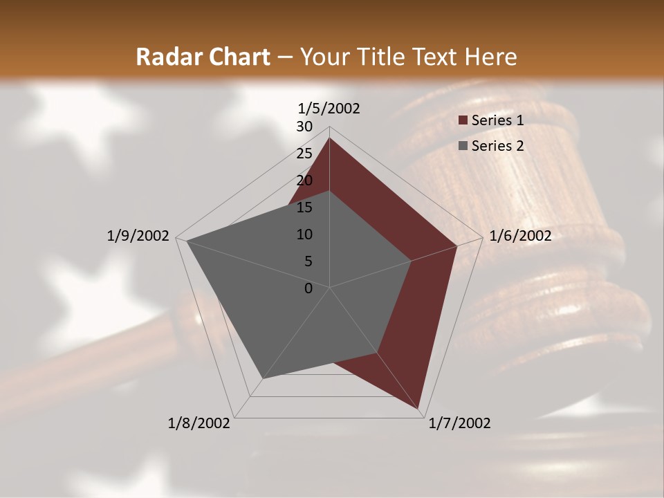 Judges Wooden Gavel With Stars Of Flag In Background. PowerPoint Template