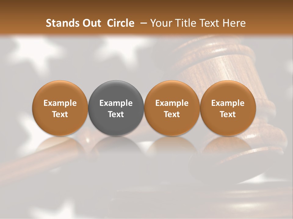 Judges Wooden Gavel With Stars Of Flag In Background. PowerPoint Template