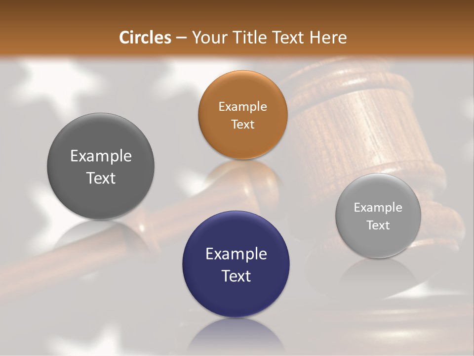 Judges Wooden Gavel With Stars Of Flag In Background. PowerPoint Template