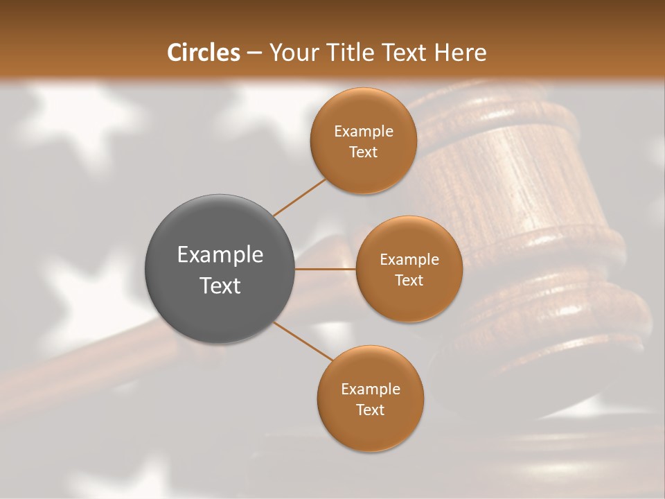 Judges Wooden Gavel With Stars Of Flag In Background. PowerPoint Template