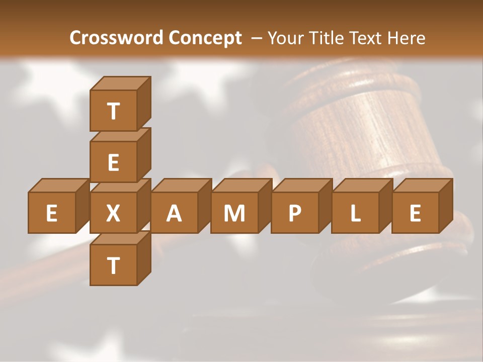 Judges Wooden Gavel With Stars Of Flag In Background. PowerPoint Template