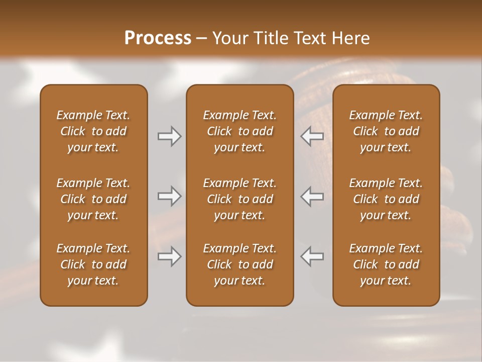 Judges Wooden Gavel With Stars Of Flag In Background. PowerPoint Template