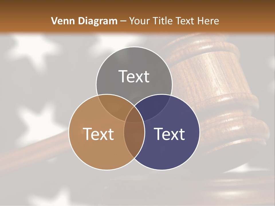 Judges Wooden Gavel With Stars Of Flag In Background. PowerPoint Template