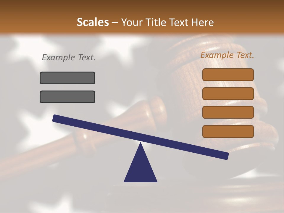 Judges Wooden Gavel With Stars Of Flag In Background. PowerPoint Template