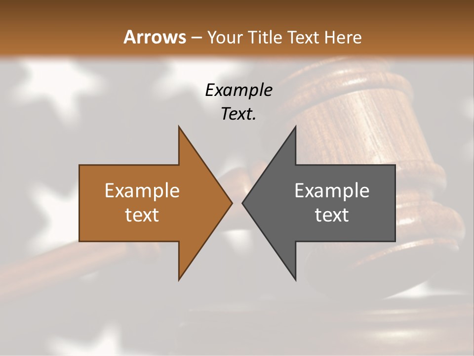 Judges Wooden Gavel With Stars Of Flag In Background. PowerPoint Template