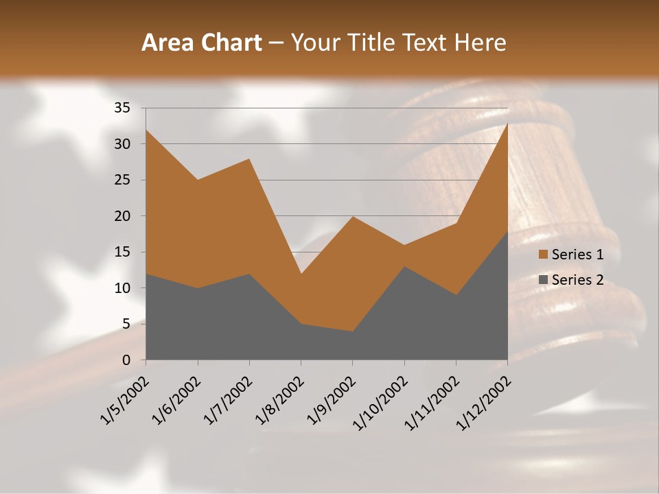 Judges Wooden Gavel With Stars Of Flag In Background. PowerPoint Template