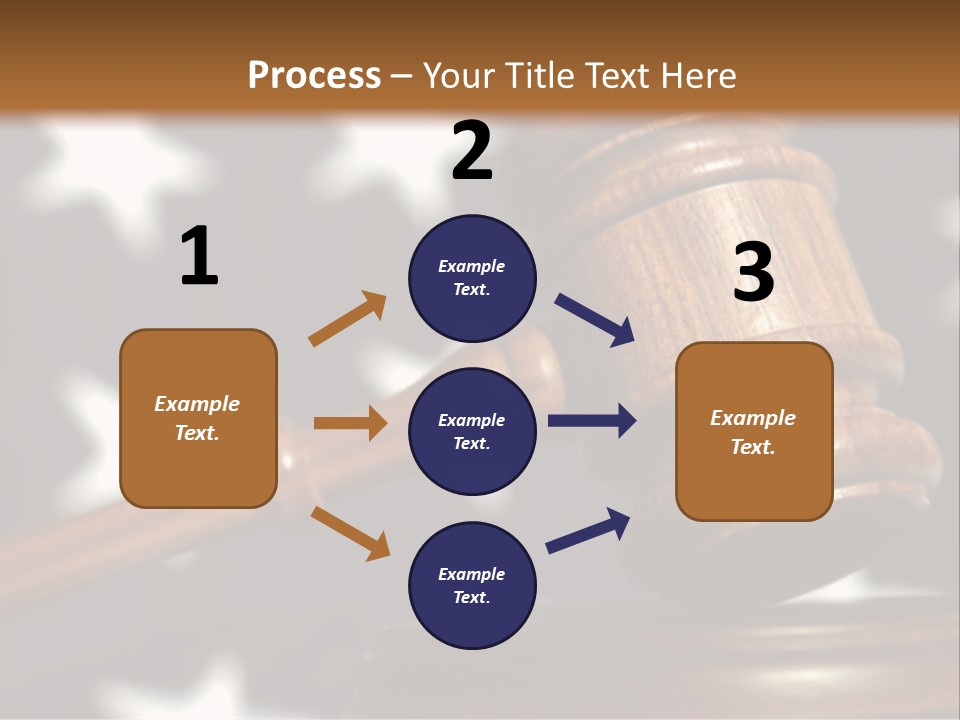 Judges Wooden Gavel With Stars Of Flag In Background. PowerPoint Template