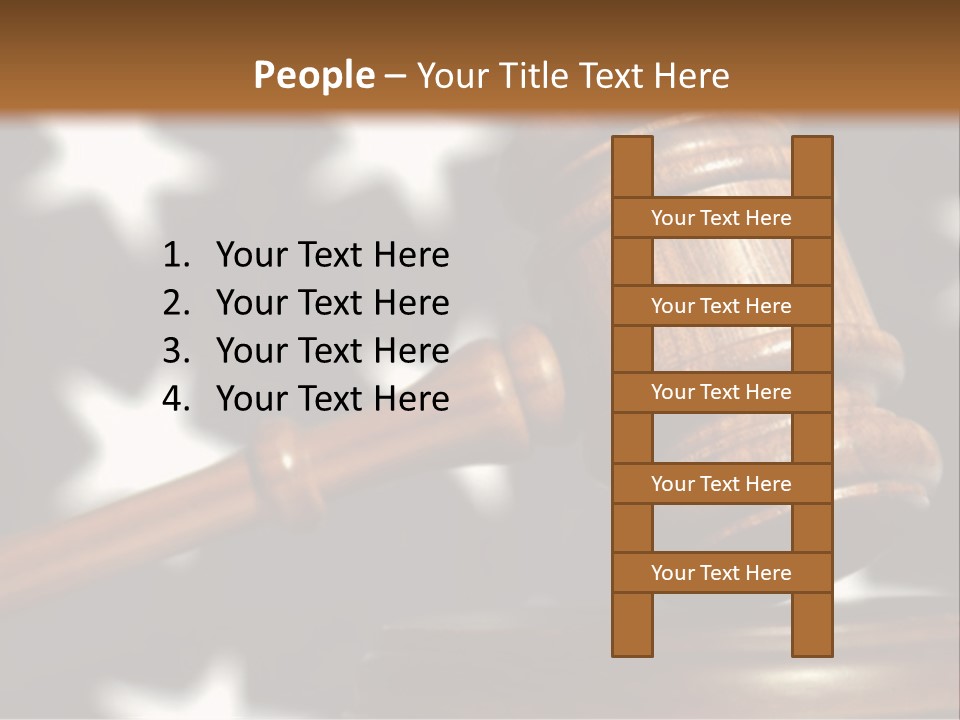 Judges Wooden Gavel With Stars Of Flag In Background. PowerPoint Template