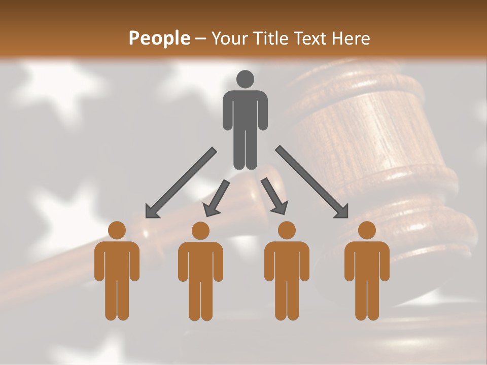 Judges Wooden Gavel With Stars Of Flag In Background. PowerPoint Template