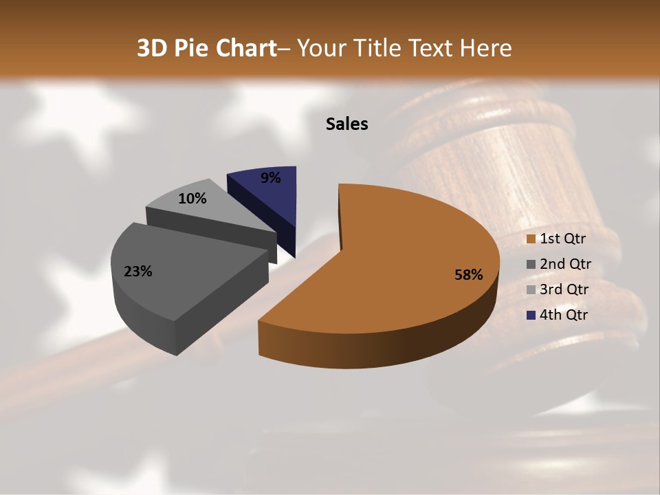 Judges Wooden Gavel With Stars Of Flag In Background. PowerPoint Template