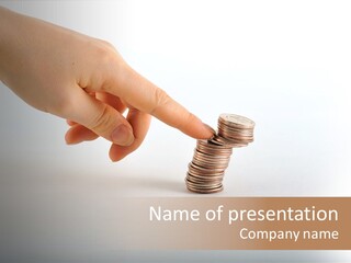 Hand With Coins PowerPoint Template