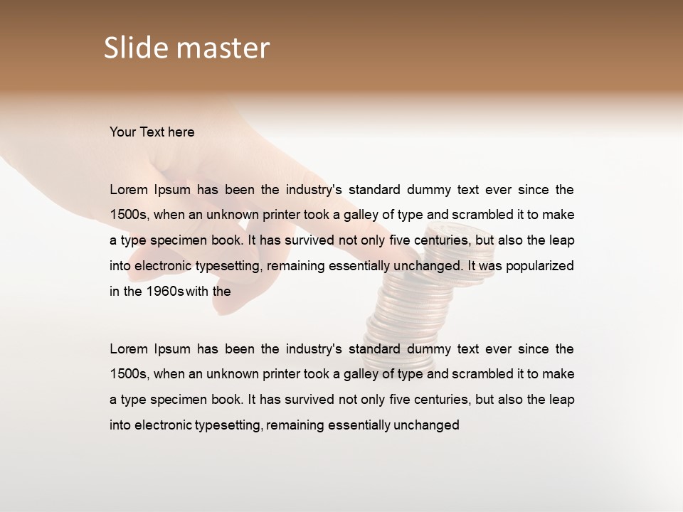 Hand With Coins PowerPoint Template