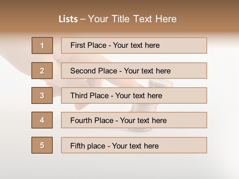 Hand With Coins PowerPoint Template