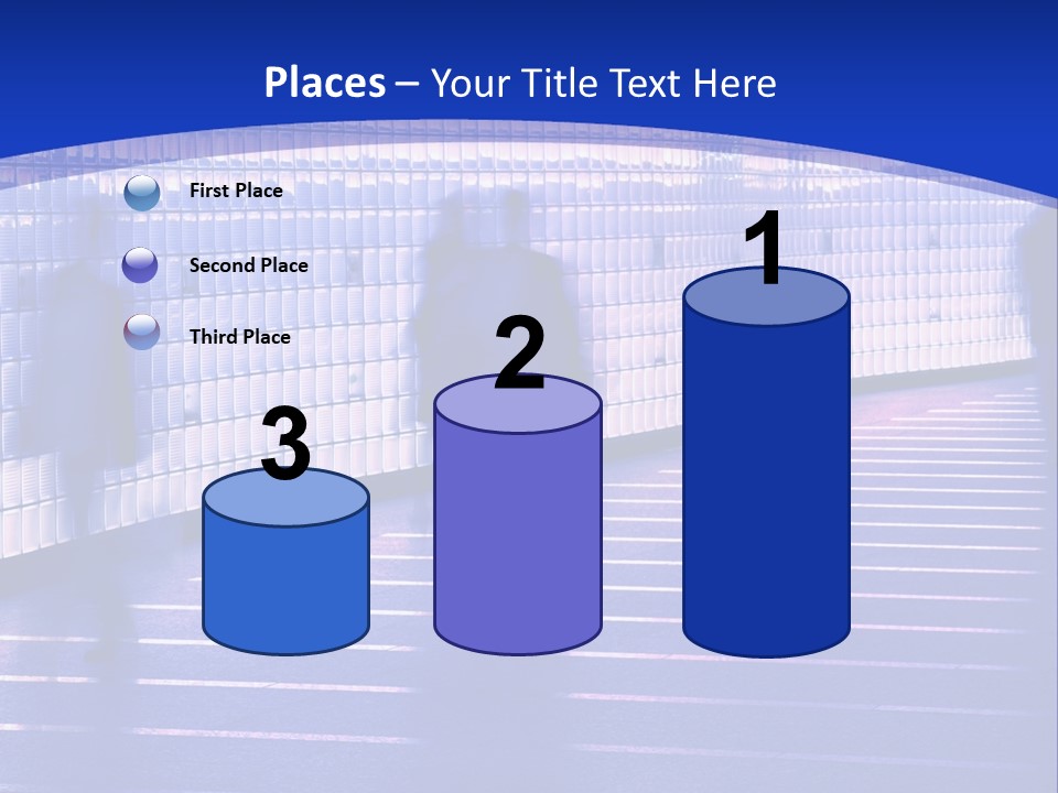 Blurred Pedestrians In Modern Passageway PowerPoint Template