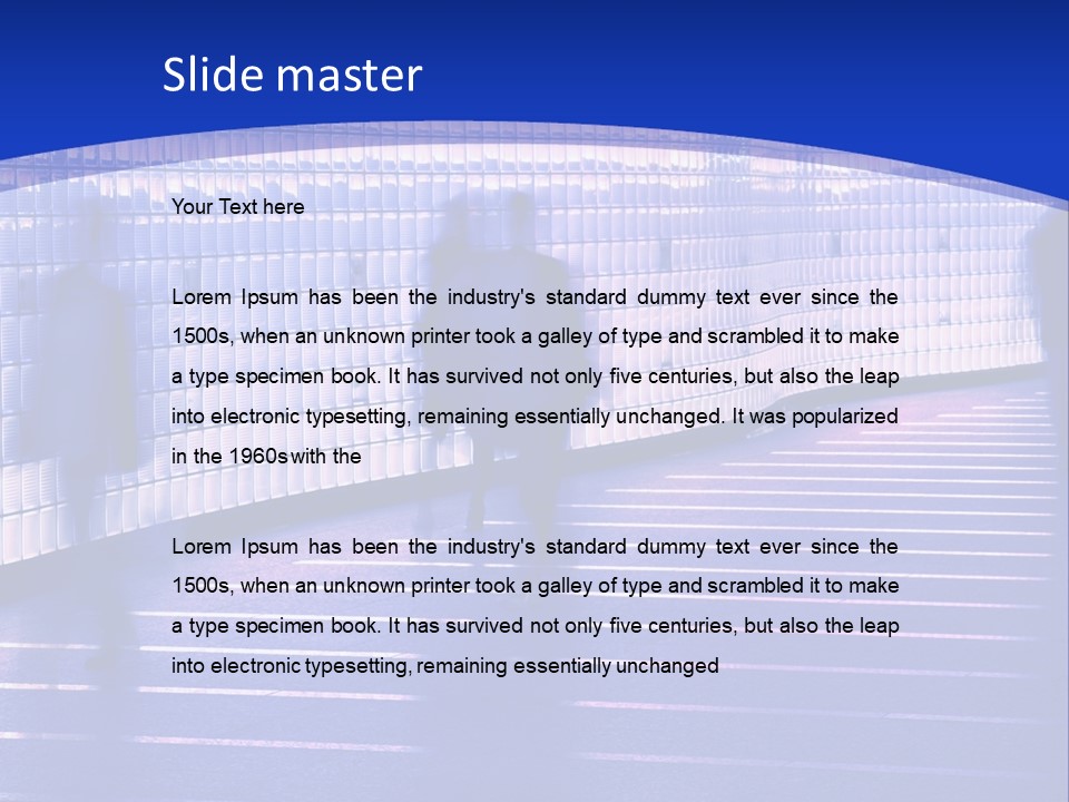 Blurred Pedestrians In Modern Passageway PowerPoint Template