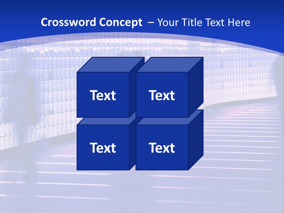 Blurred Pedestrians In Modern Passageway PowerPoint Template
