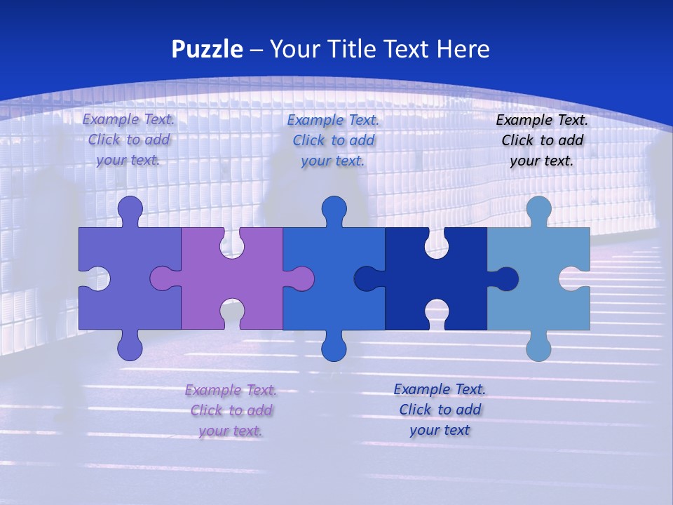 Blurred Pedestrians In Modern Passageway PowerPoint Template