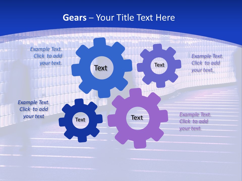 Blurred Pedestrians In Modern Passageway PowerPoint Template