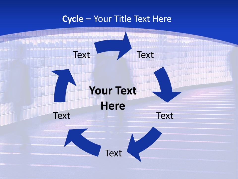 Blurred Pedestrians In Modern Passageway PowerPoint Template