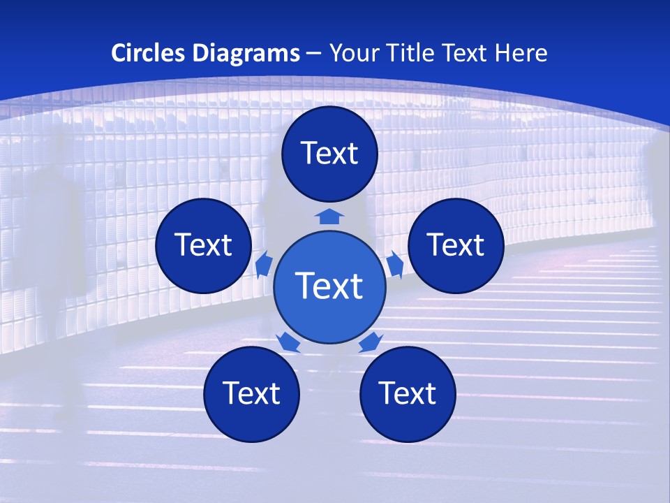 Blurred Pedestrians In Modern Passageway PowerPoint Template