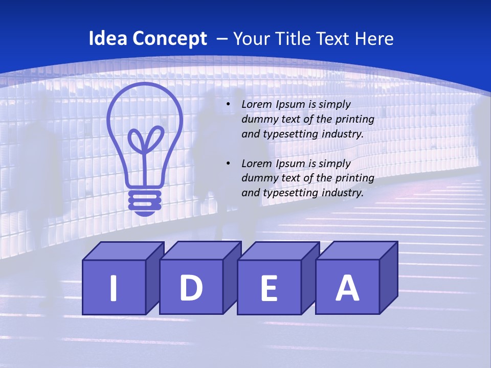 Blurred Pedestrians In Modern Passageway PowerPoint Template