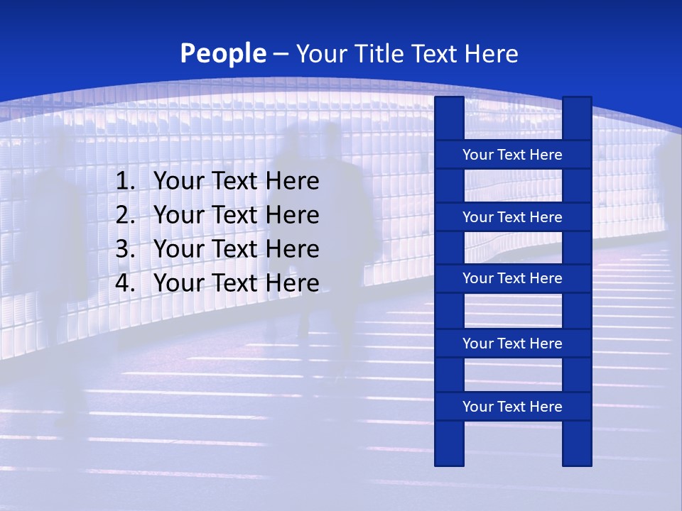 Blurred Pedestrians In Modern Passageway PowerPoint Template
