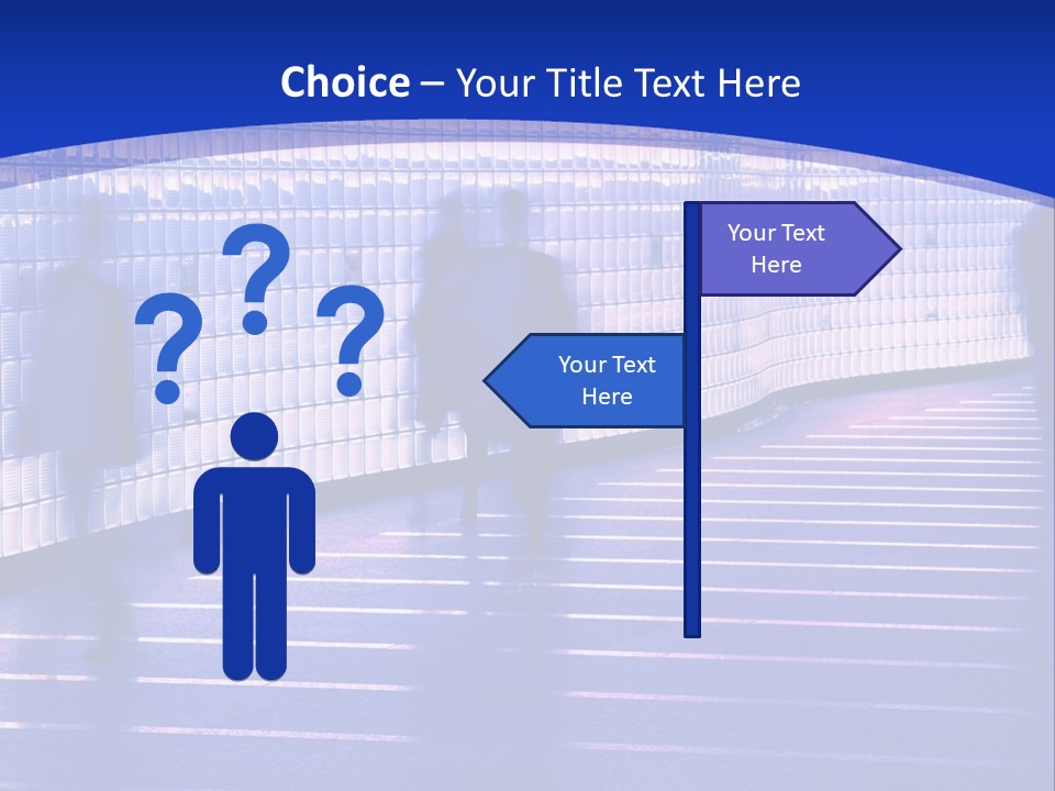 Blurred Pedestrians In Modern Passageway PowerPoint Template