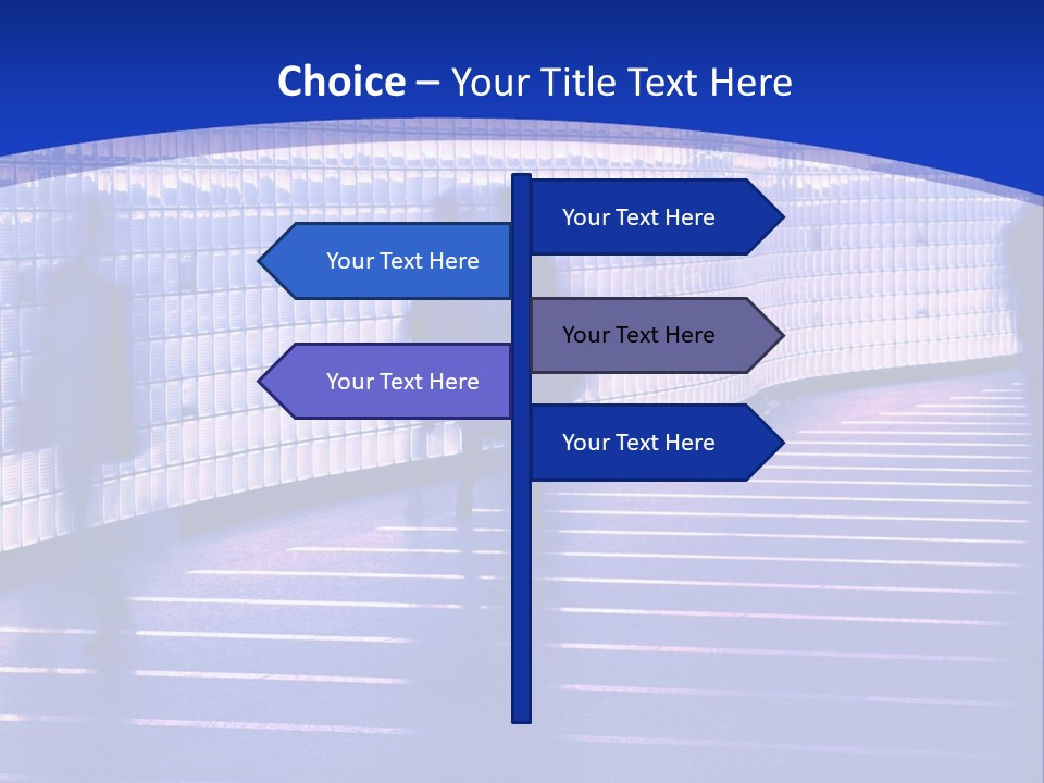 Blurred Pedestrians In Modern Passageway PowerPoint Template