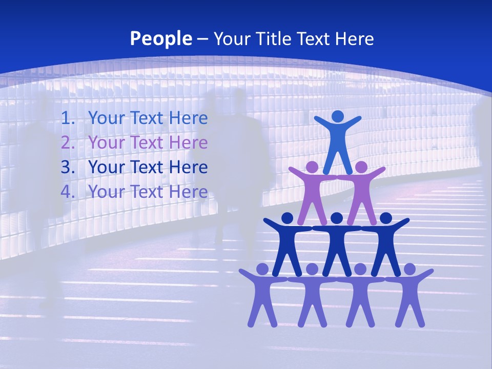 Blurred Pedestrians In Modern Passageway PowerPoint Template