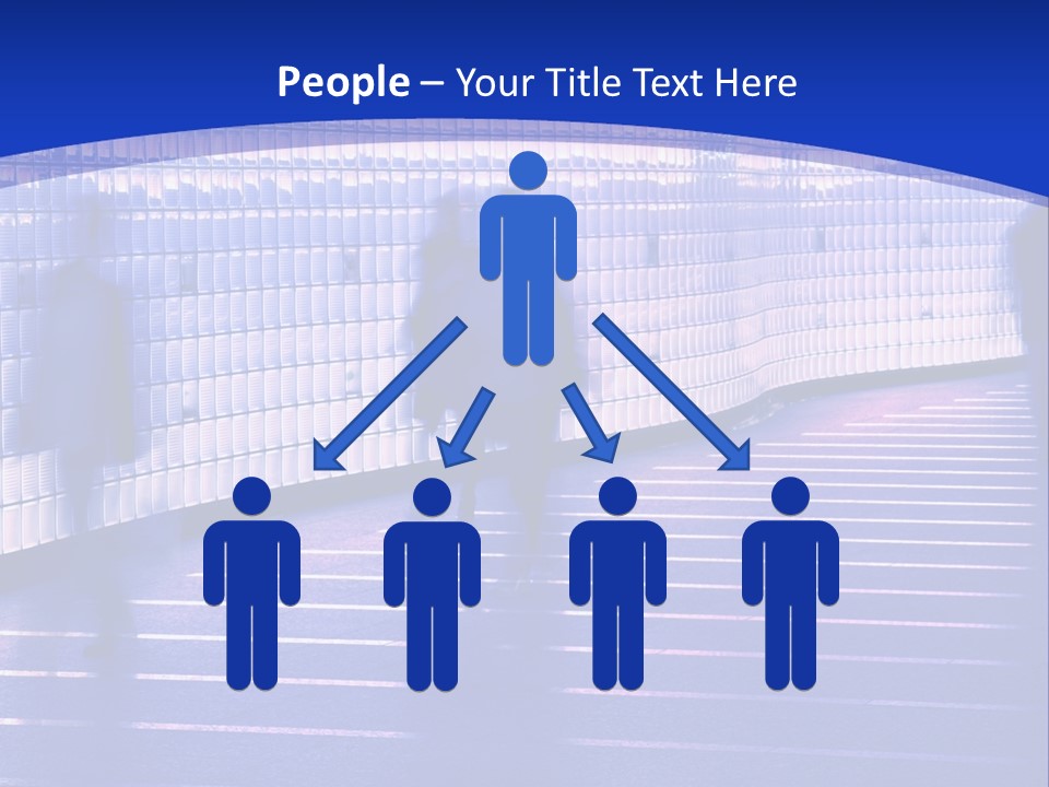 Blurred Pedestrians In Modern Passageway PowerPoint Template