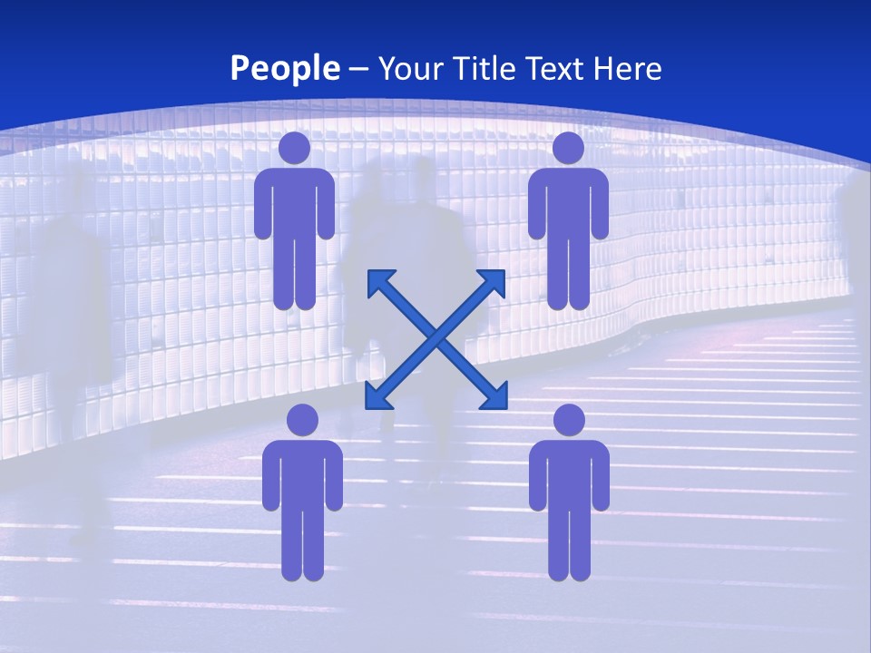 Blurred Pedestrians In Modern Passageway PowerPoint Template