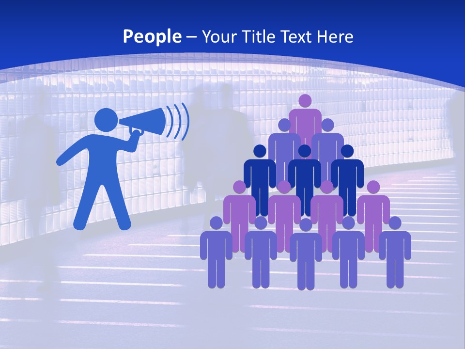 Blurred Pedestrians In Modern Passageway PowerPoint Template