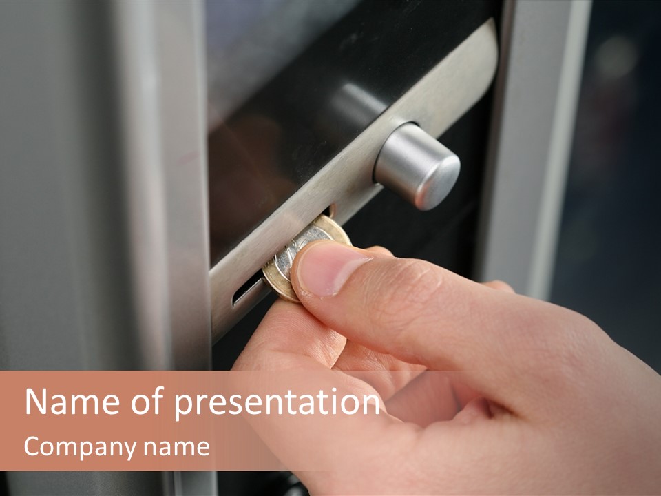 Inserting Coin In To A Vending Machine PowerPoint Template