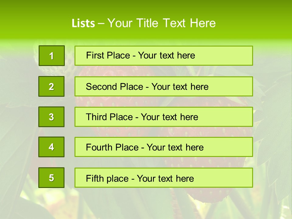 Ripening Strawberry Fruits On The Branch PowerPoint Template
