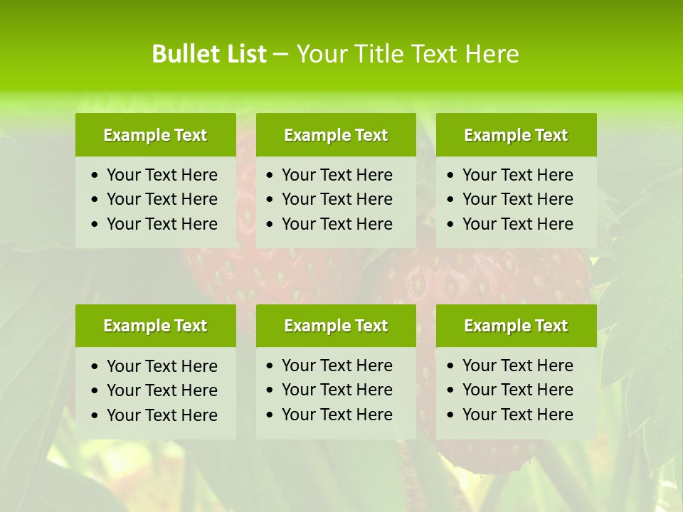 Ripening Strawberry Fruits On The Branch PowerPoint Template