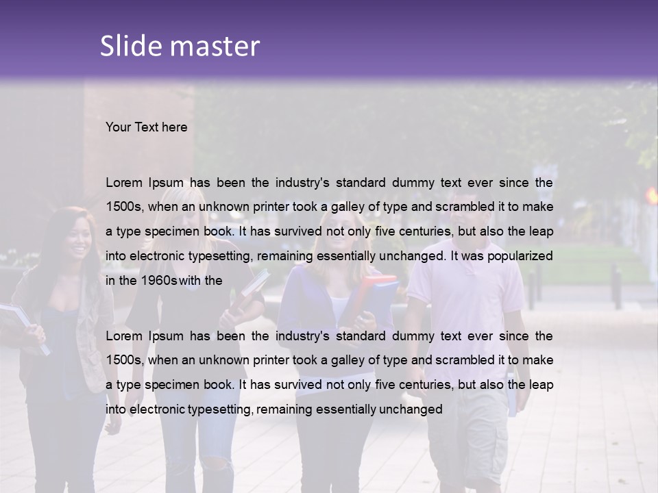 A Group Of People Walking Down A Sidewalk PowerPoint Template