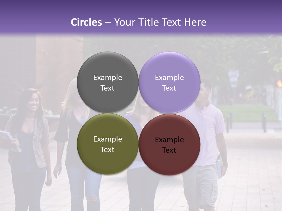 A Group Of People Walking Down A Sidewalk PowerPoint Template