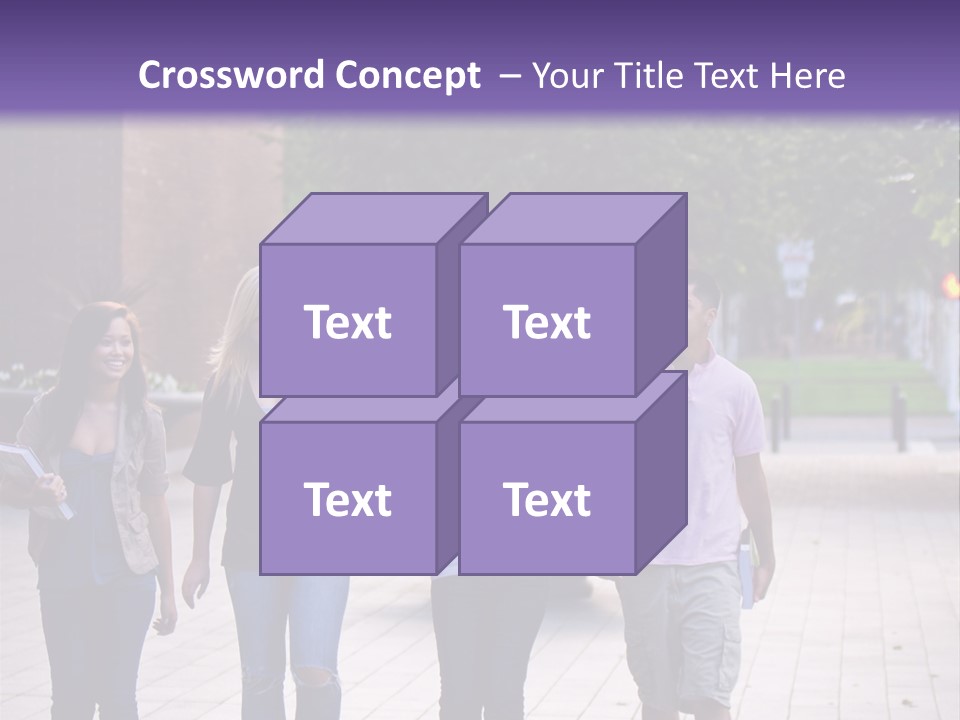 A Group Of People Walking Down A Sidewalk PowerPoint Template