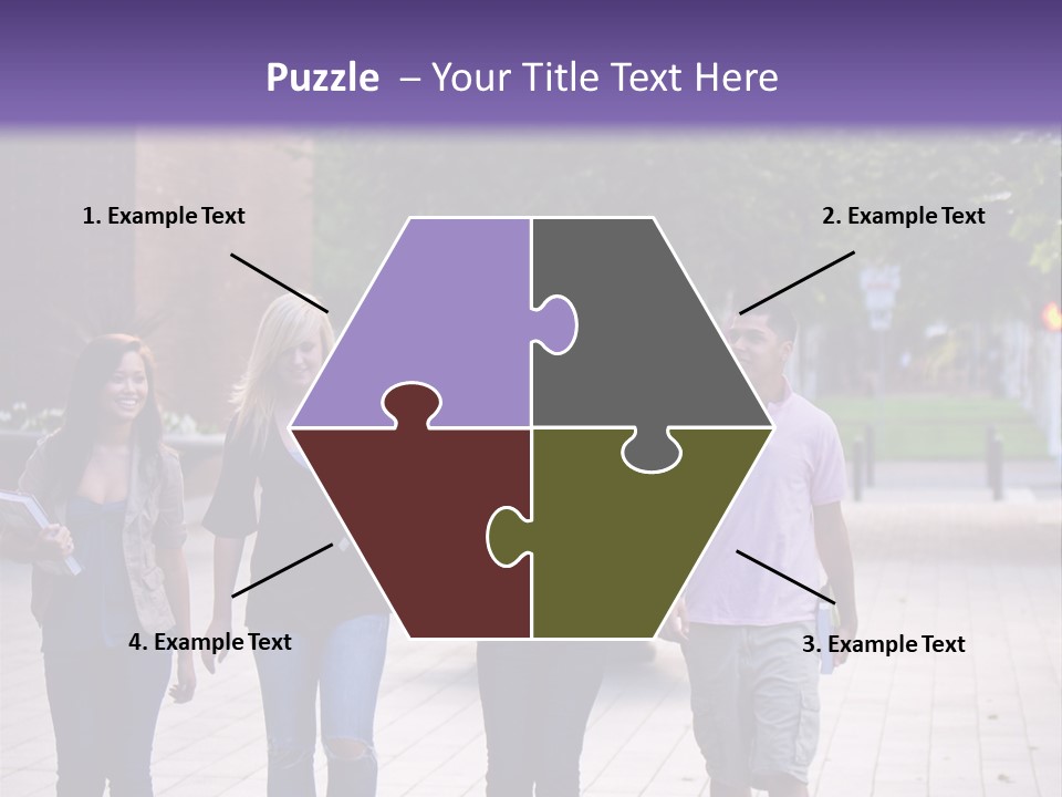 A Group Of People Walking Down A Sidewalk PowerPoint Template