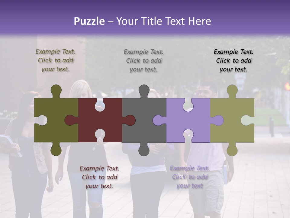 A Group Of People Walking Down A Sidewalk PowerPoint Template