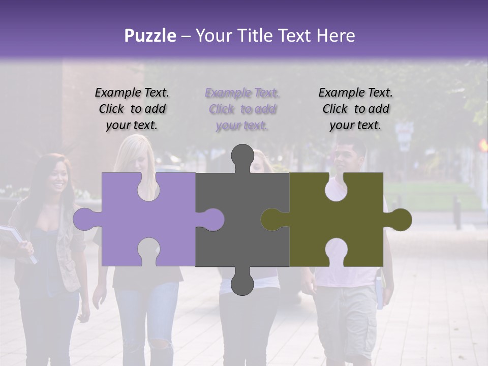 A Group Of People Walking Down A Sidewalk PowerPoint Template