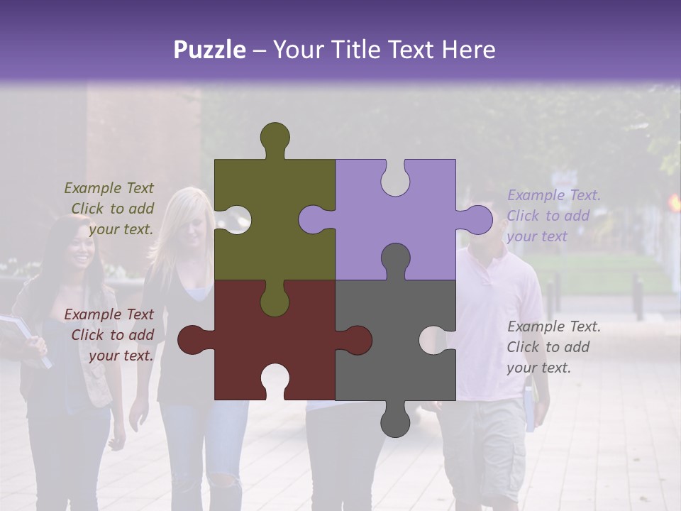A Group Of People Walking Down A Sidewalk PowerPoint Template