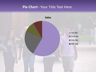 A Group Of People Walking Down A Sidewalk PowerPoint Template