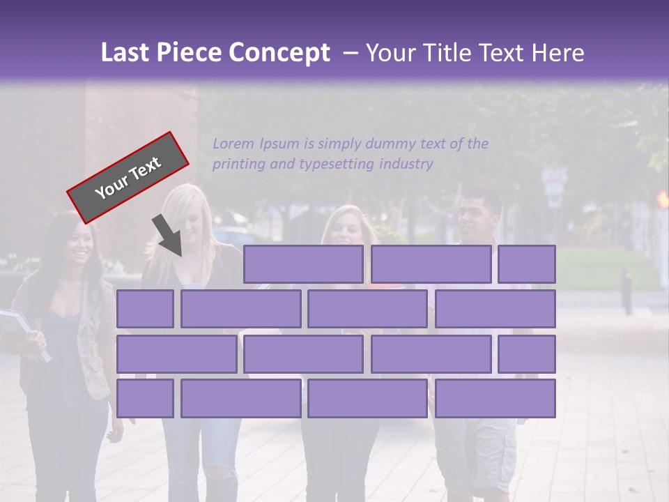 A Group Of People Walking Down A Sidewalk PowerPoint Template