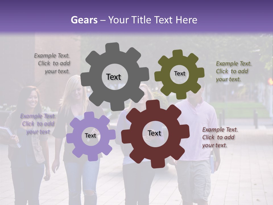 A Group Of People Walking Down A Sidewalk PowerPoint Template