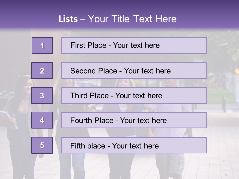 A Group Of People Walking Down A Sidewalk PowerPoint Template