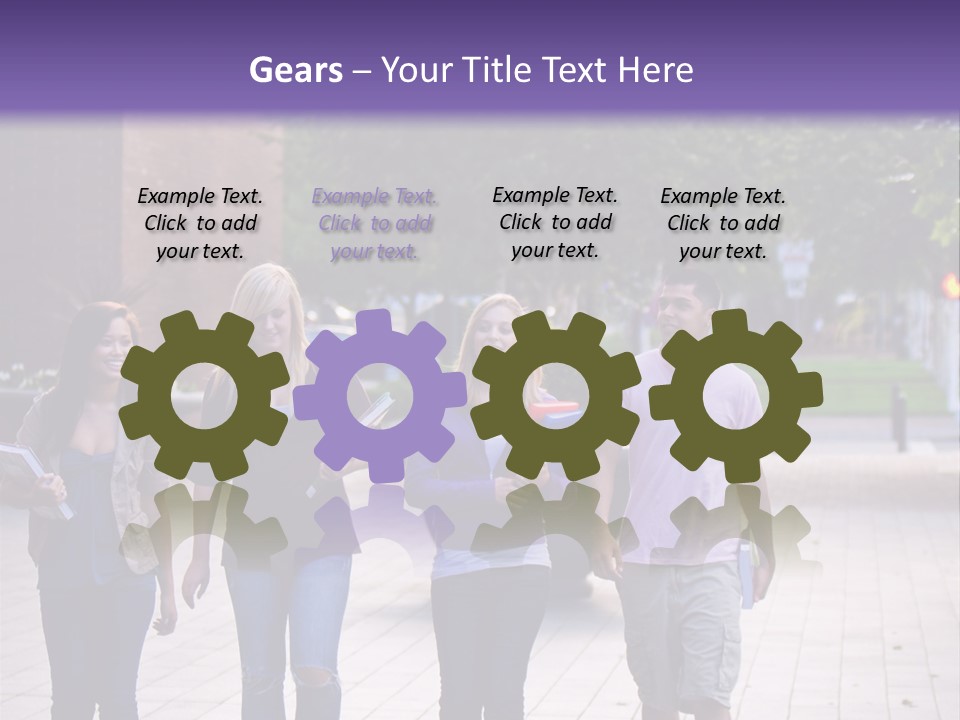 A Group Of People Walking Down A Sidewalk PowerPoint Template