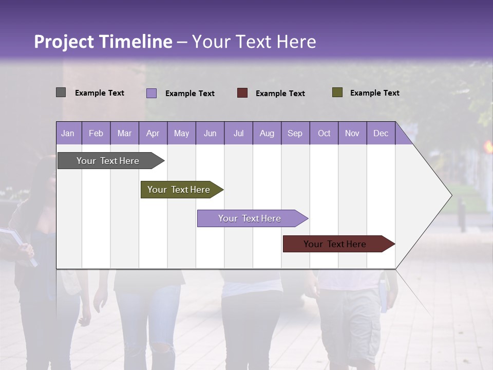 A Group Of People Walking Down A Sidewalk PowerPoint Template