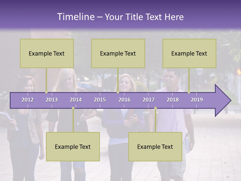 A Group Of People Walking Down A Sidewalk PowerPoint Template