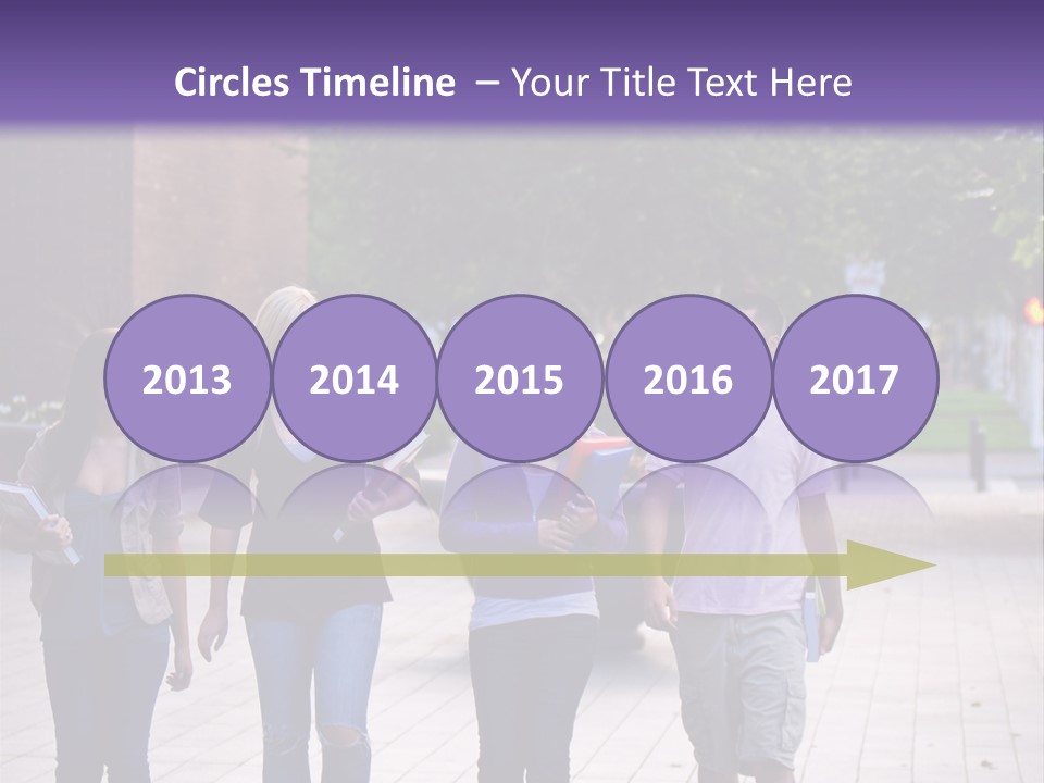 A Group Of People Walking Down A Sidewalk PowerPoint Template